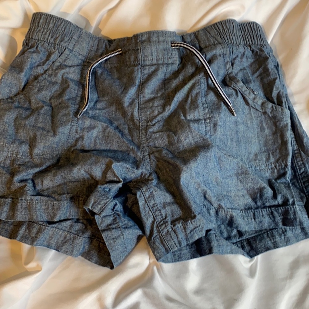 stretchy jean shorts, navy blue